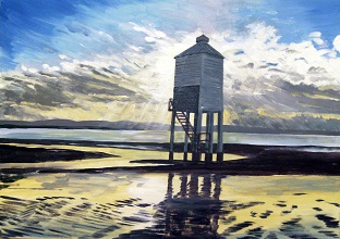 Candle On the Water - The Low Lighthouse, Looking Toward the Quantock Hills from Burnham-on-Sea (Acrylic)