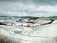 The First Fallen Snow of Winter - The Quantock Hills Above Enmore