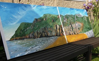 Brean Down Cove - Two acrylic canvases