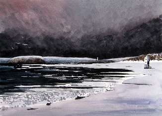 Blizzard Beach - Steepholm, Flatholm & the Low Lighthouse on Burnham Beach