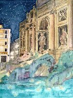 Shooting Stars - Trevi Fountain, Rome, Italy